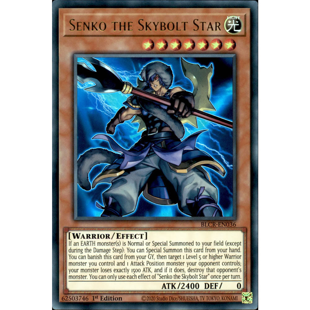 Senko the Skybolt Star BLCR-EN036 Yu-Gi-Oh! Card from the Battles of Legend: Crystal Revenge Set