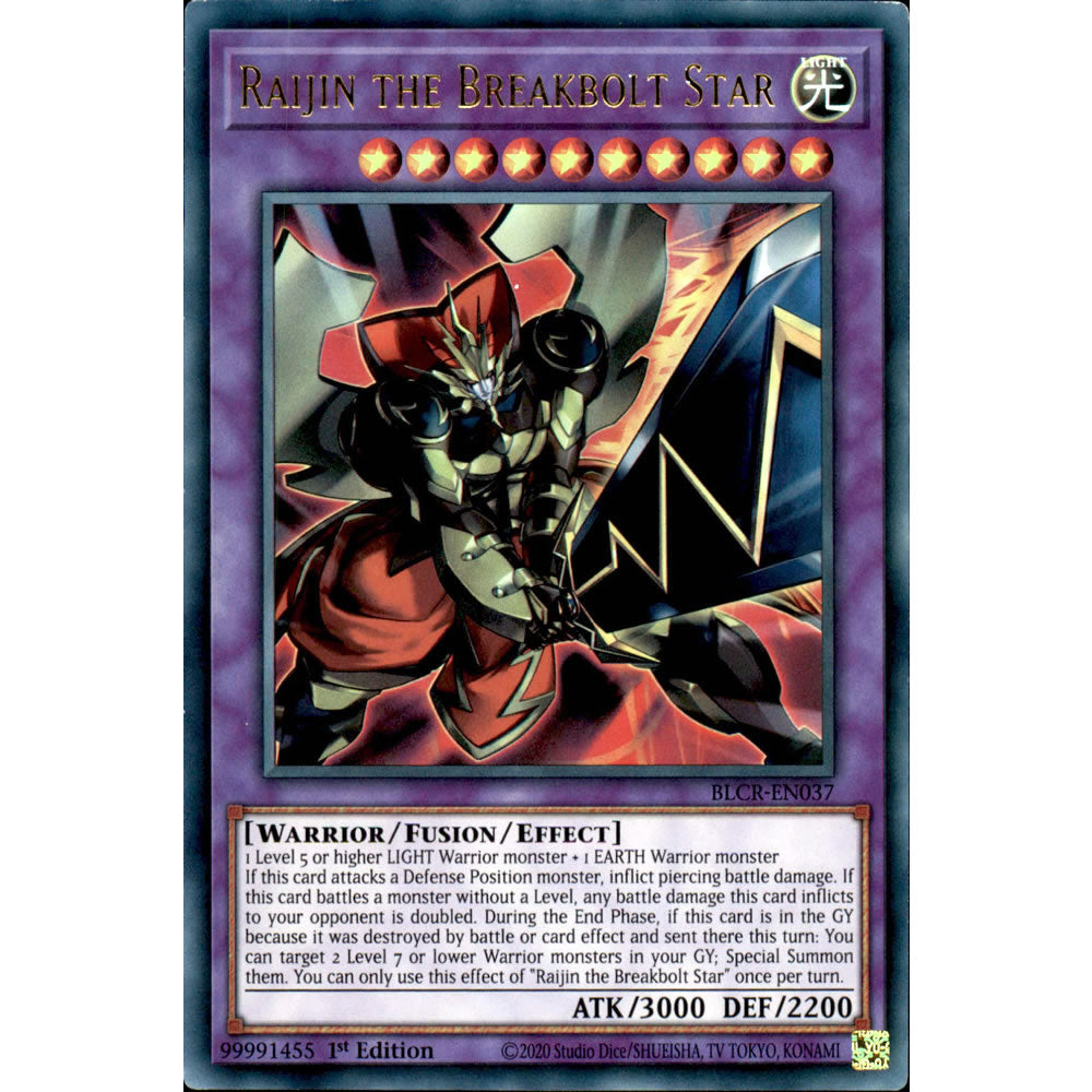 Raijin the Breakbolt Star BLCR-EN037 Yu-Gi-Oh! Card from the Battles of Legend: Crystal Revenge Set