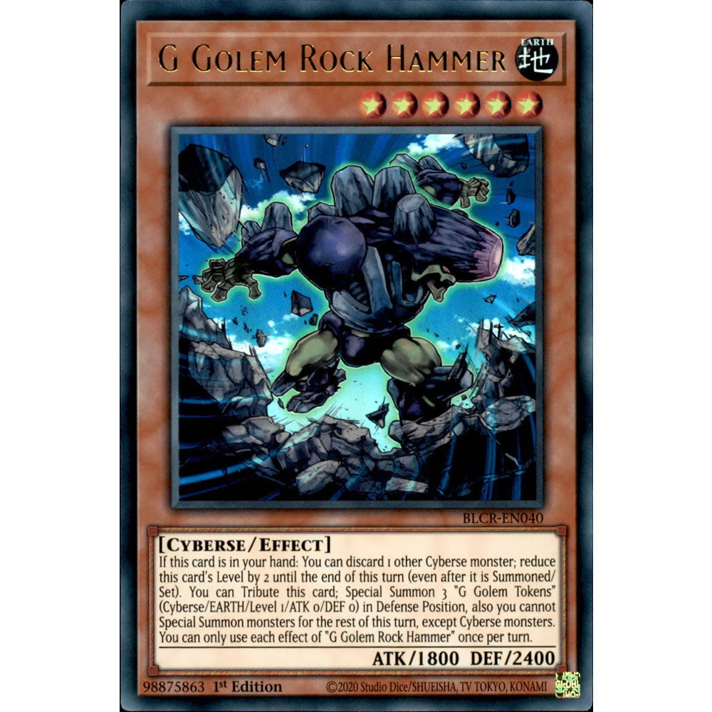 G Golem Rock Hammer BLCR-EN040 Yu-Gi-Oh! Card from the Battles of Legend: Crystal Revenge Set