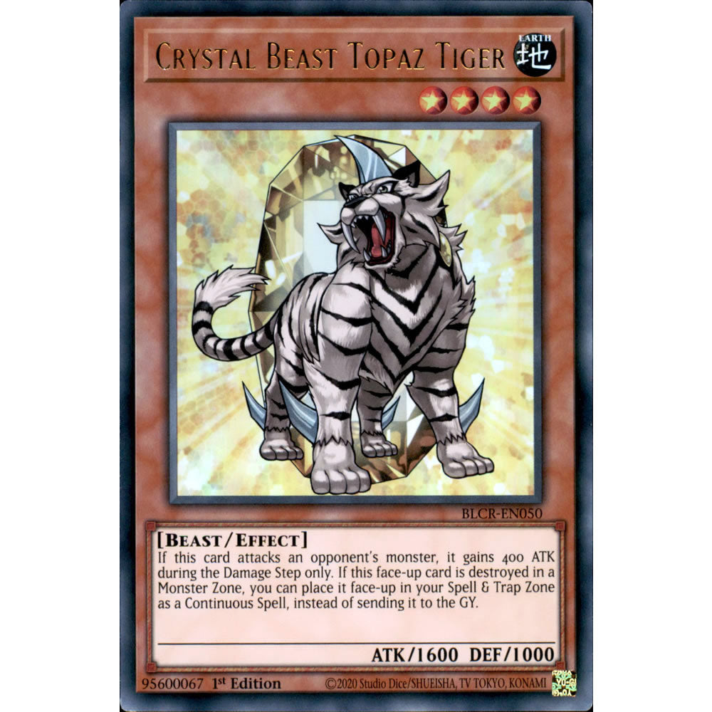 Crystal Beast Topaz Tiger BLCR-EN050 Yu-Gi-Oh! Card from the Battles of Legend: Crystal Revenge Set
