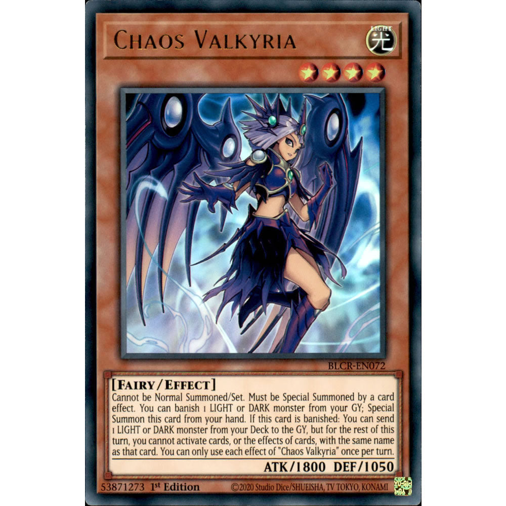Chaos Valkyria BLCR-EN072 Yu-Gi-Oh! Card from the Battles of Legend: Crystal Revenge Set