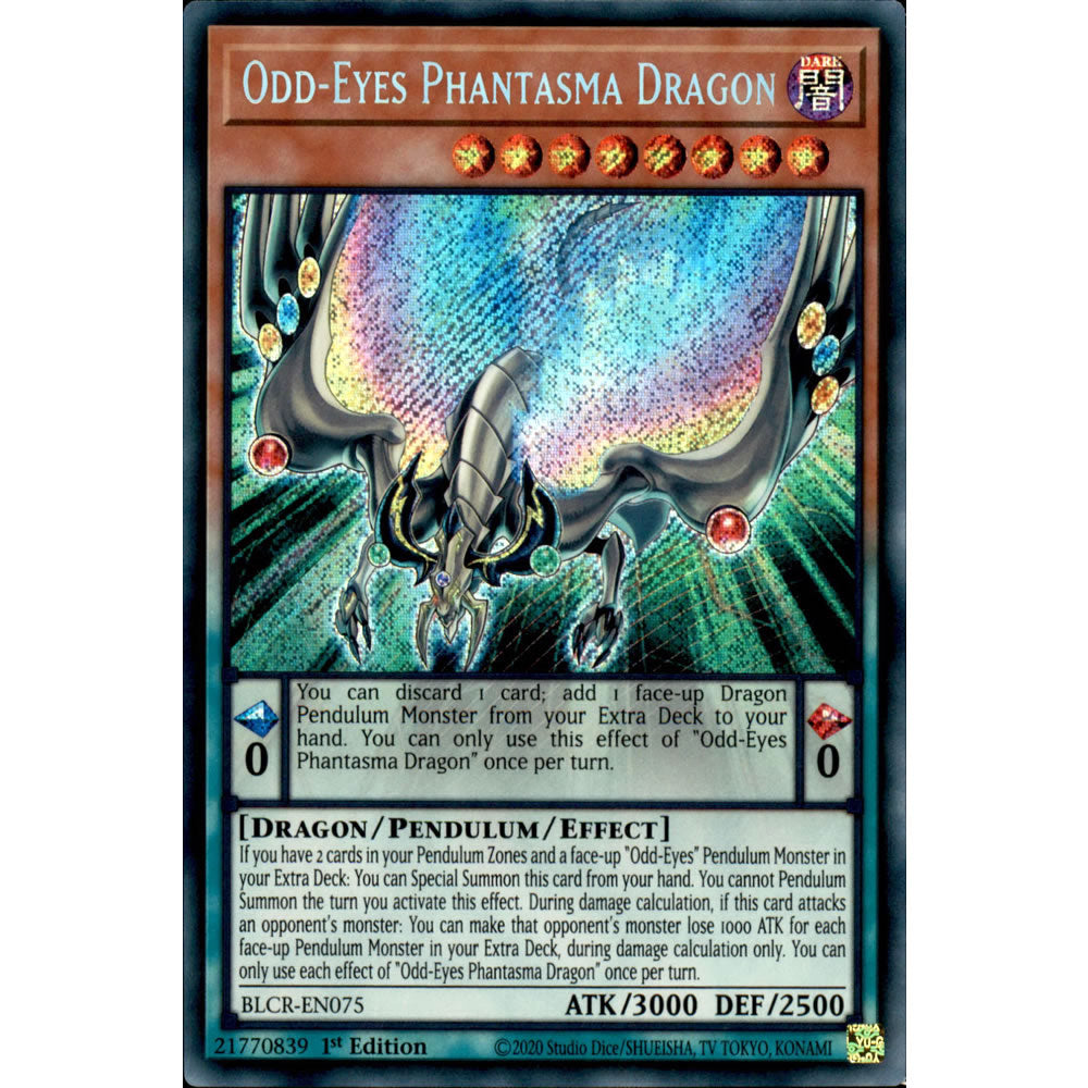 Odd-Eyes Phantasma Dragon BLCR-EN075 Yu-Gi-Oh! Card from the Battles of Legend: Crystal Revenge Set