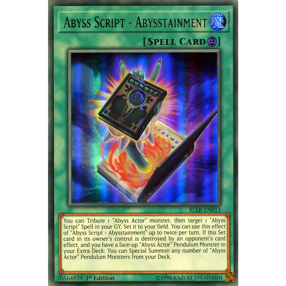 Abyss Script - Abysstainment  BLLR-EN013 Yu-Gi-Oh! Card from the Battles of Legend: Light's Revenge Set