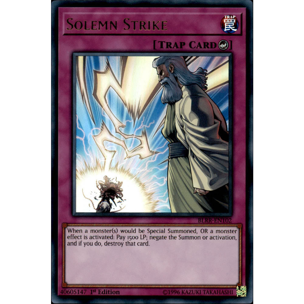 Solemn Strike BLRR-EN102 Yu-Gi-Oh! Card from the Battles of Legend: Relentless Revenge Set