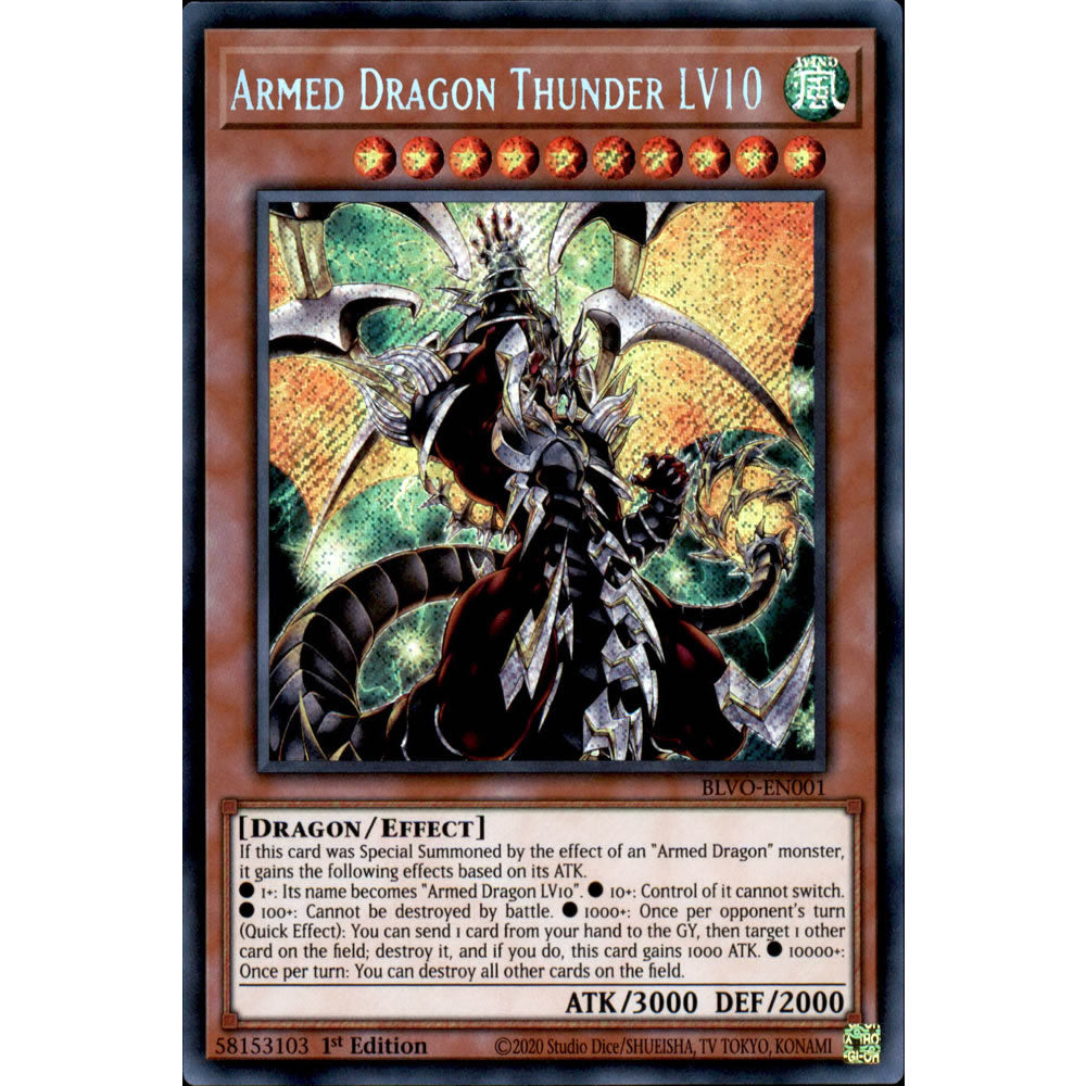 Armed Dragon Thunder LV10 BLVO-EN001 Yu-Gi-Oh! Card from the Blazing Vortex Set