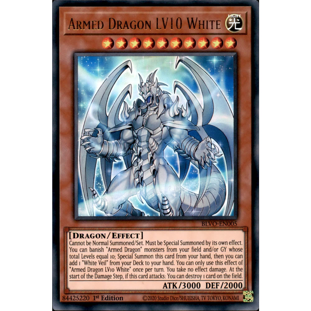 Armed Dragon LV10 White BLVO-EN005 Yu-Gi-Oh! Card from the Blazing Vortex Set