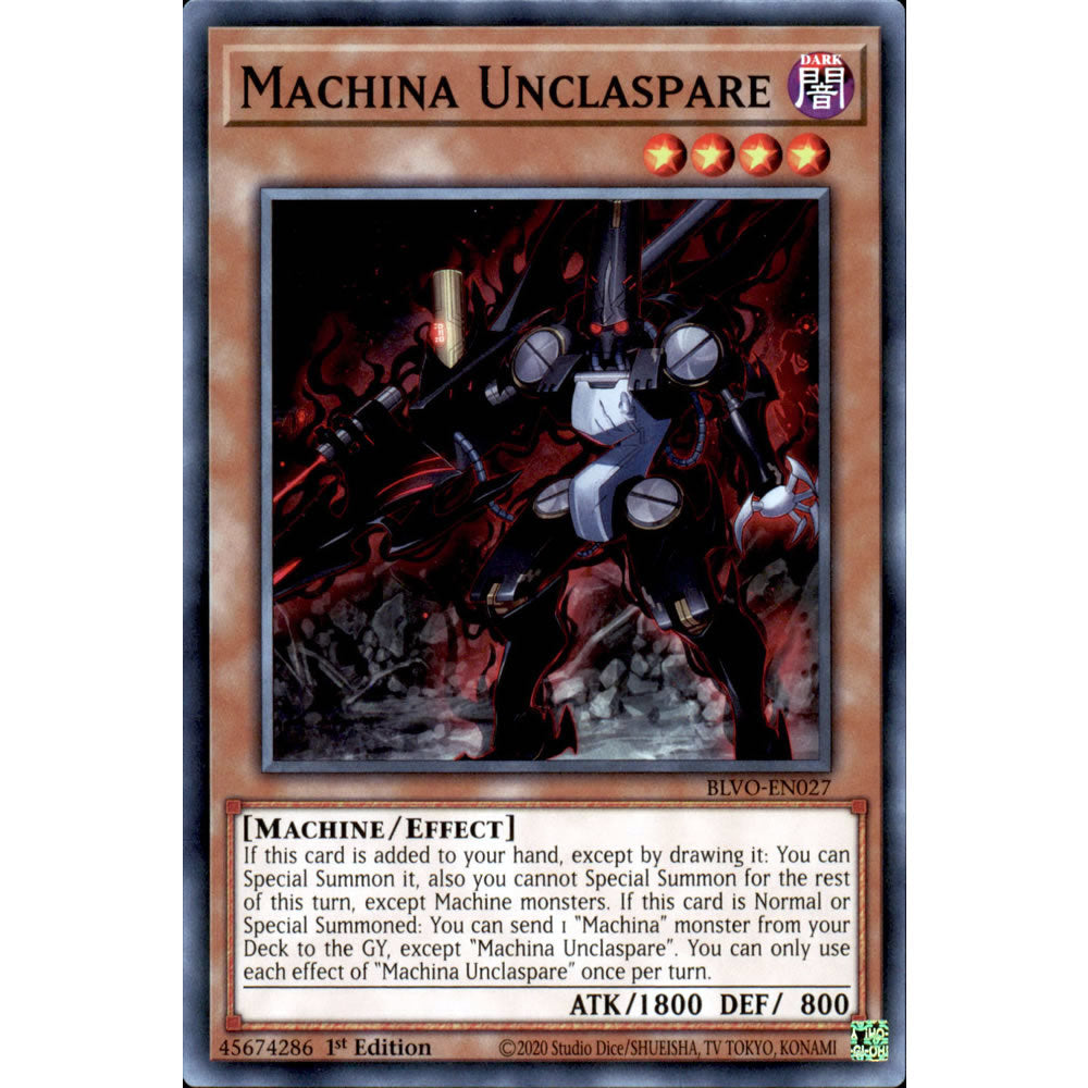 Machina Unclaspare BLVO-EN027 Yu-Gi-Oh! Card from the Blazing Vortex Set