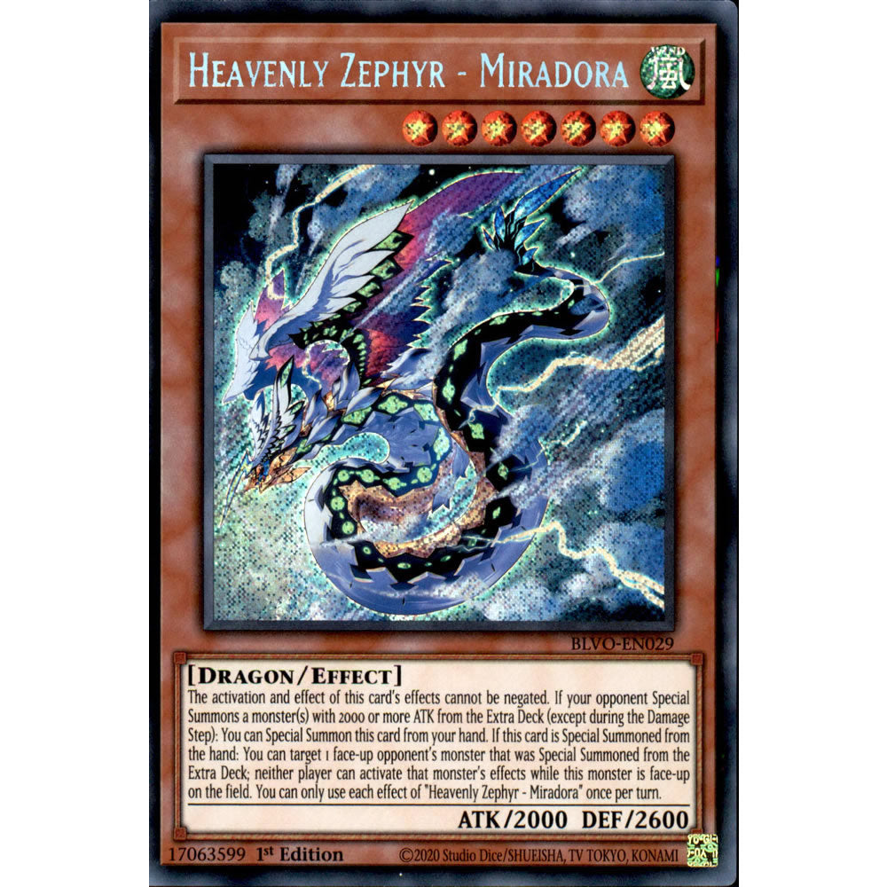Heavenly Zephyr - Miradora BLVO-EN029 Yu-Gi-Oh! Card from the Blazing Vortex Set