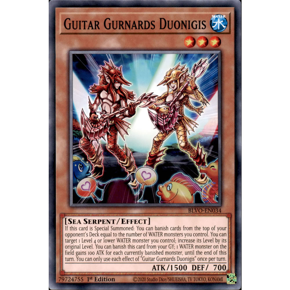 Guitar Gurnards Duonigis BLVO-EN034 Yu-Gi-Oh! Card from the Blazing Vortex Set