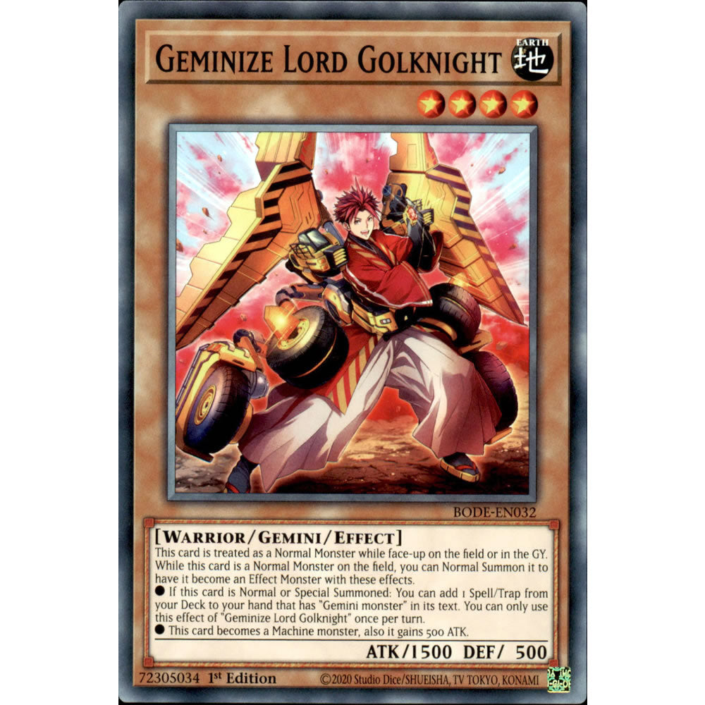 Geminize Lord Golknight BODE-EN032 Yu-Gi-Oh! Card from the Burst of Destiny Set
