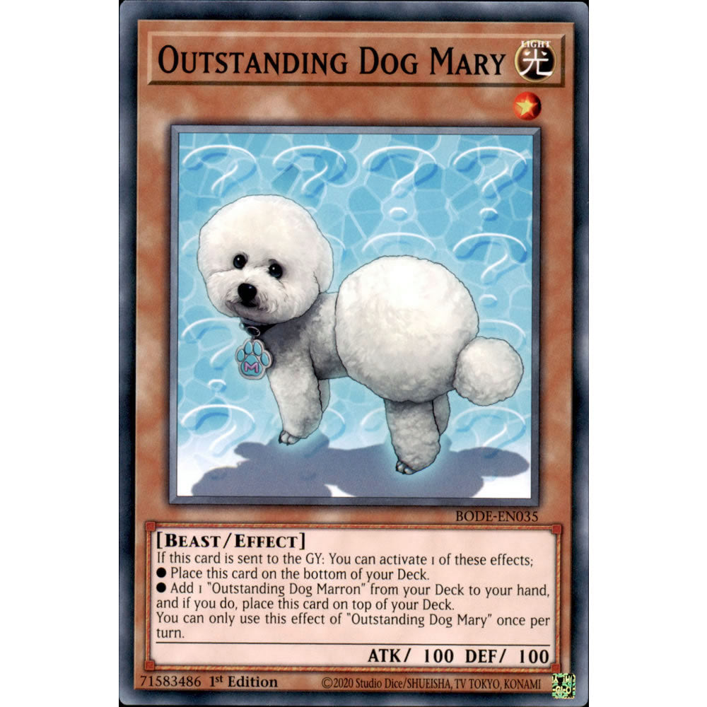 Outstanding Dog Mary BODE-EN035 Yu-Gi-Oh! Card from the Burst of Destiny Set