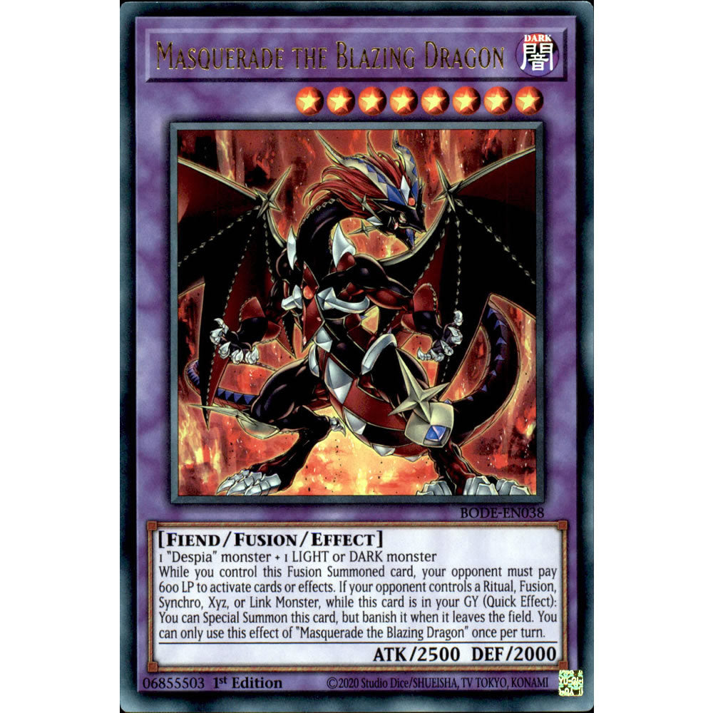 Masquerade the Blazing Dragon BODE-EN038 Yu-Gi-Oh! Card from the Burst of Destiny Set