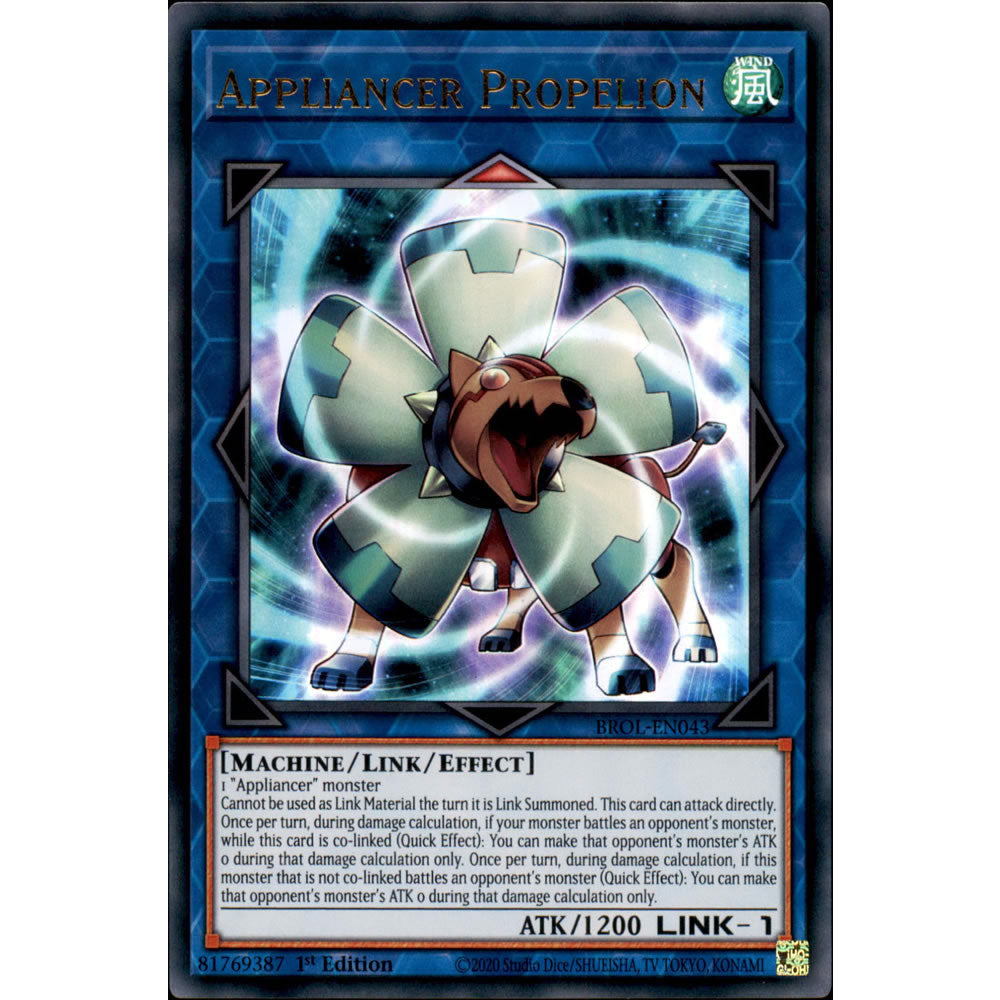 Appliancer Propelion BROL-EN043 Yu-Gi-Oh! Card from the Brothers of Legend Set