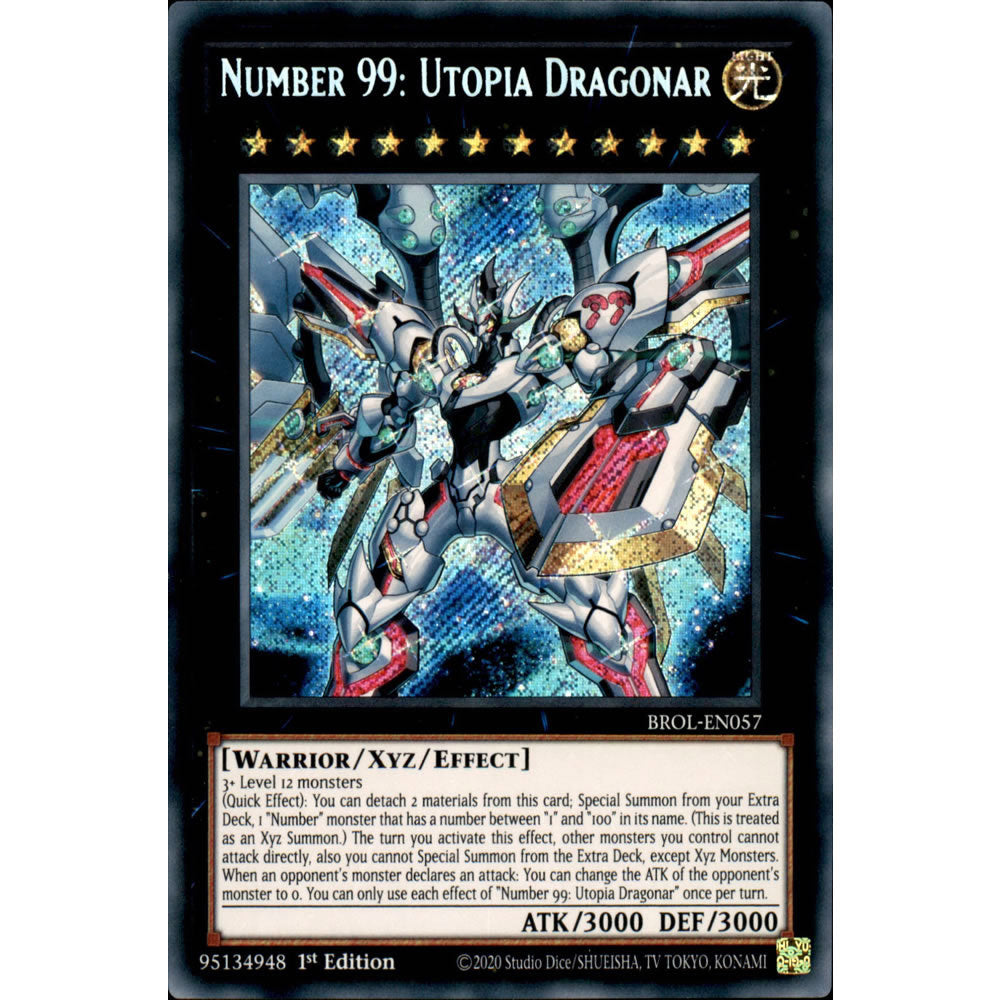 Number 99: Utopia Dragonar BROL-EN057 Yu-Gi-Oh! Card from the Brothers of Legend Set