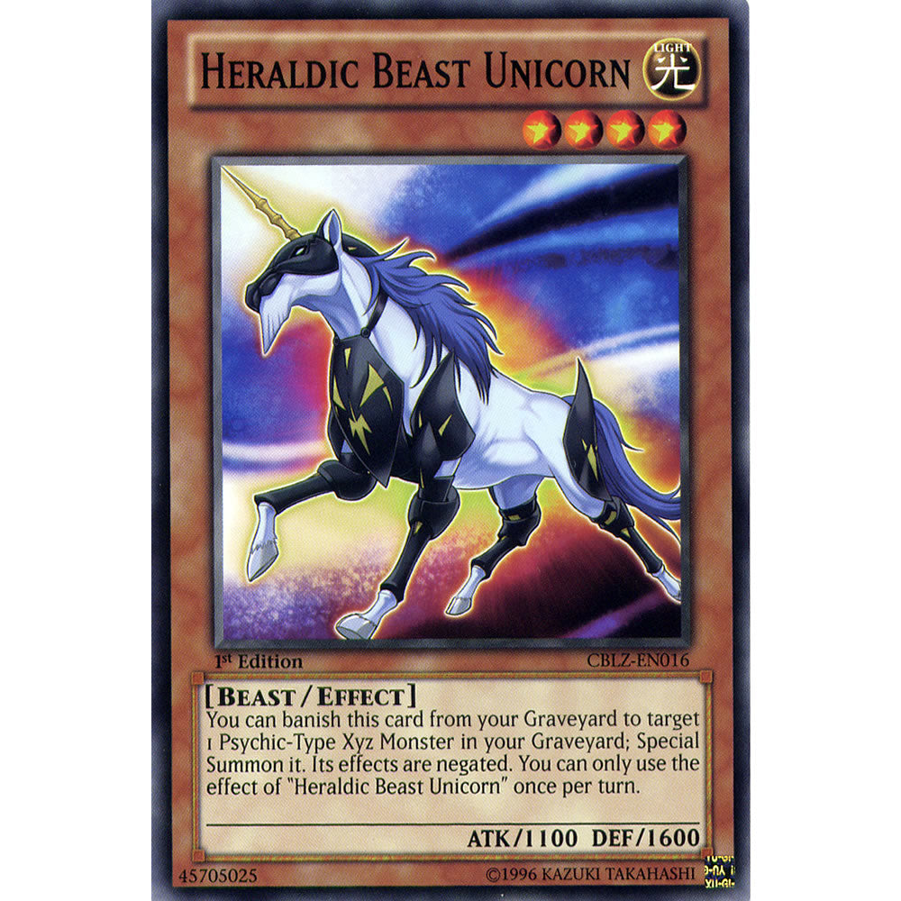 Heraldic Beast Unicorn CBLZ-EN016 Yu-Gi-Oh! Card from the Cosmo Blazer Set