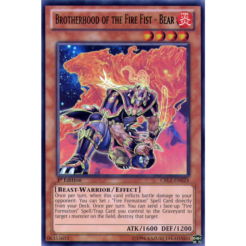 Brotherhood of the Fire Fist - Bear CBLZ-EN024 Yu-Gi-Oh! Card from the Cosmo Blazer Set