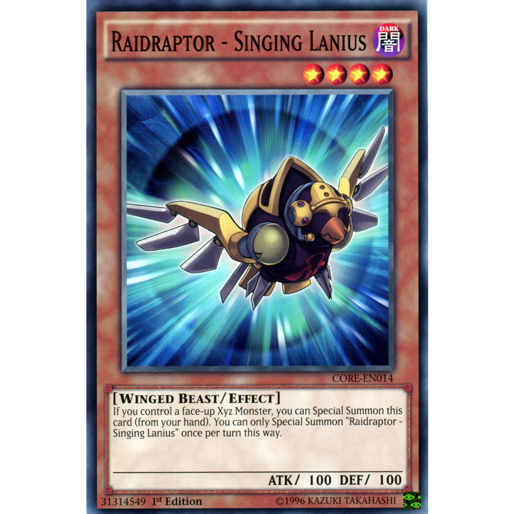 Raidraptor - Singing Lanius CORE-EN014 Yu-Gi-Oh! Card from the Clash of Rebellions Set
