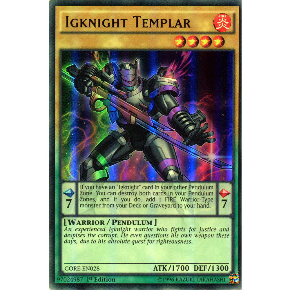 Igknight Templar CORE-EN028 Yu-Gi-Oh! Card from the Clash of Rebellions Set