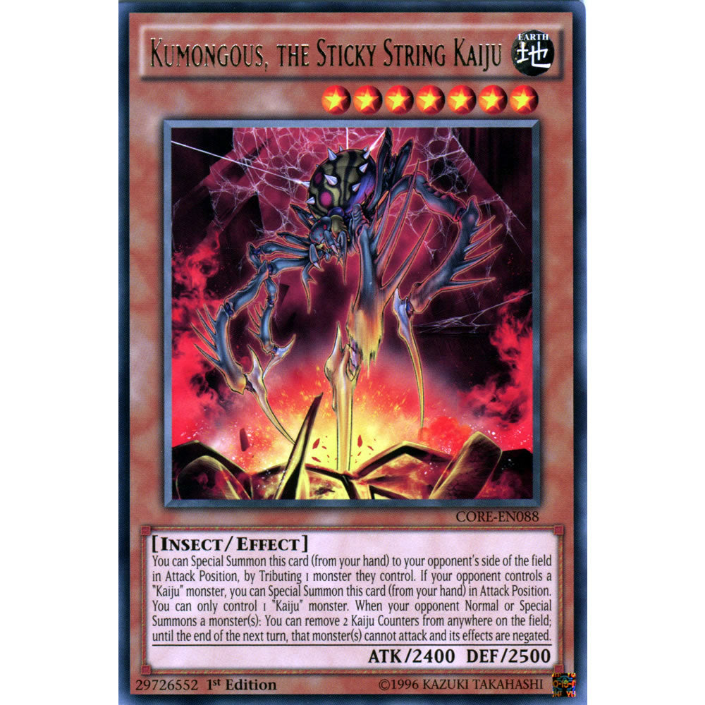 Kumongous, the Sticky String Kaiju CORE-EN088 Yu-Gi-Oh! Card from the Clash of Rebellions Set