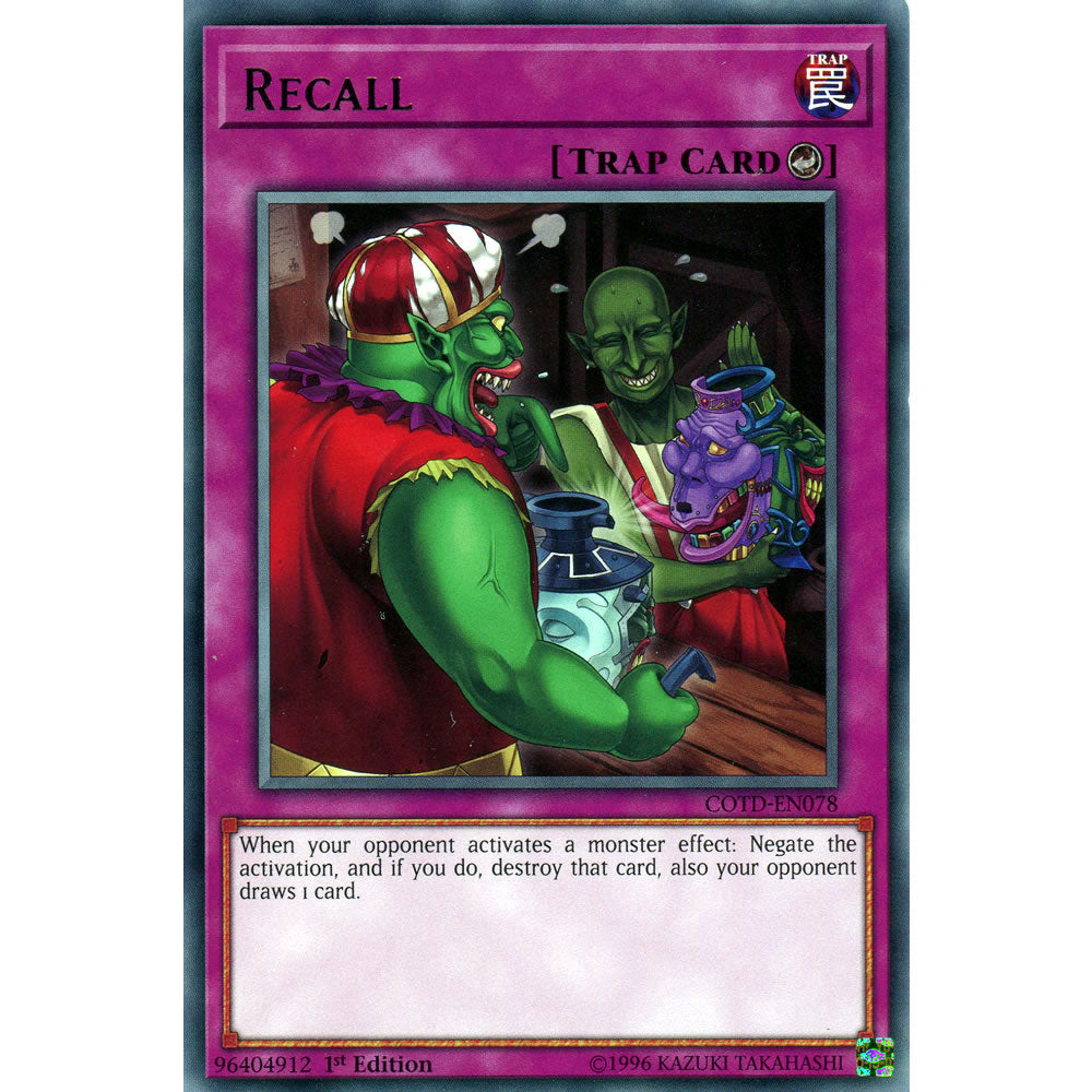 Recall COTD-EN078 Yu-Gi-Oh! Card from the Code of the Duelist Set