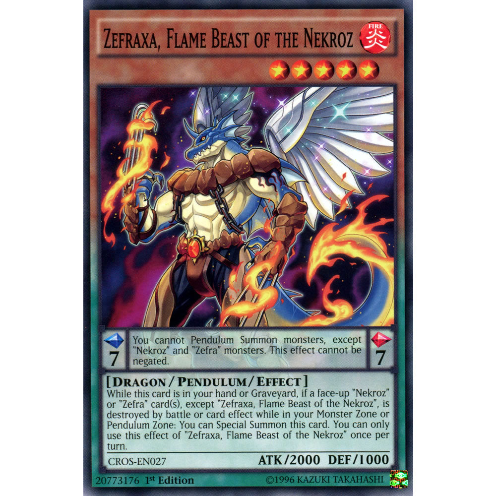 Zefraxa, Flame Beast of the Nekroz CROS-EN027 Yu-Gi-Oh! Card from the Crossed Souls Set