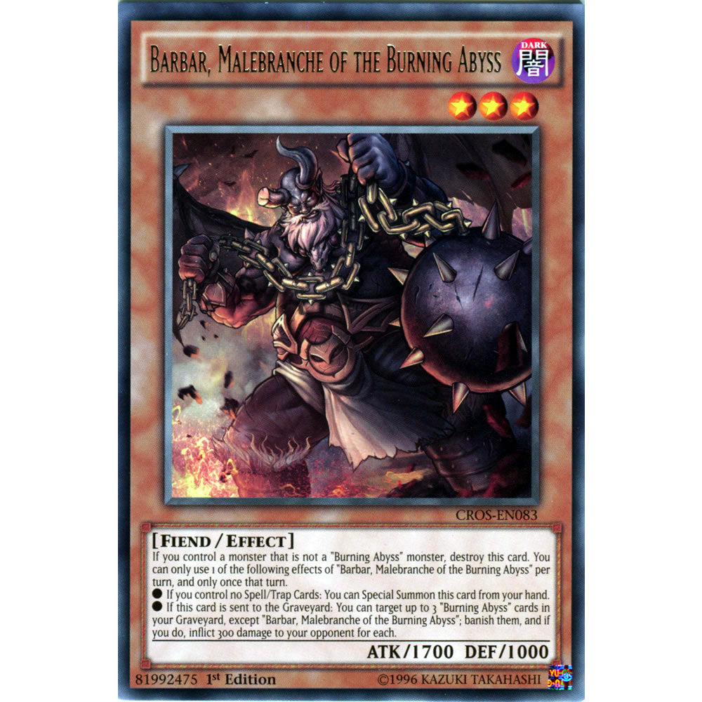 Barbar, Malebranche of the Burning Abyss CROS-EN083 Yu-Gi-Oh! Card from the Crossed Souls Set