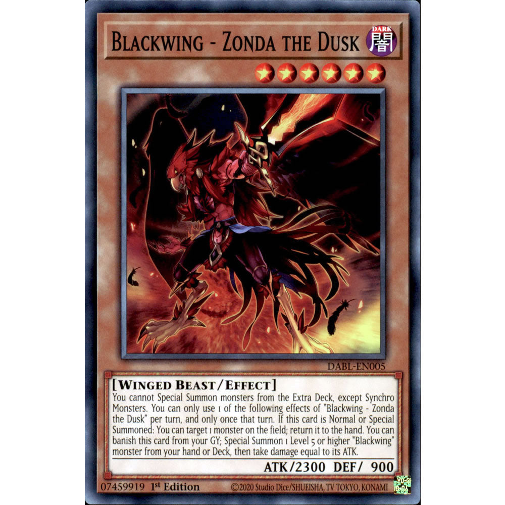 Blackwing - Zonda the Dusk DABL-EN005 Yu-Gi-Oh! Card from the Darkwing Blast Set