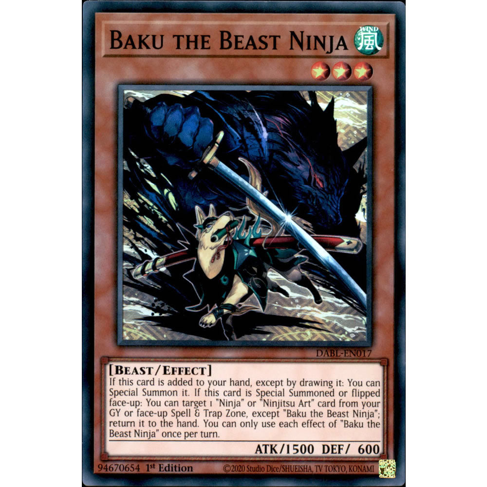 Baku the Beast Ninja DABL-EN017 Yu-Gi-Oh! Card from the Darkwing Blast Set
