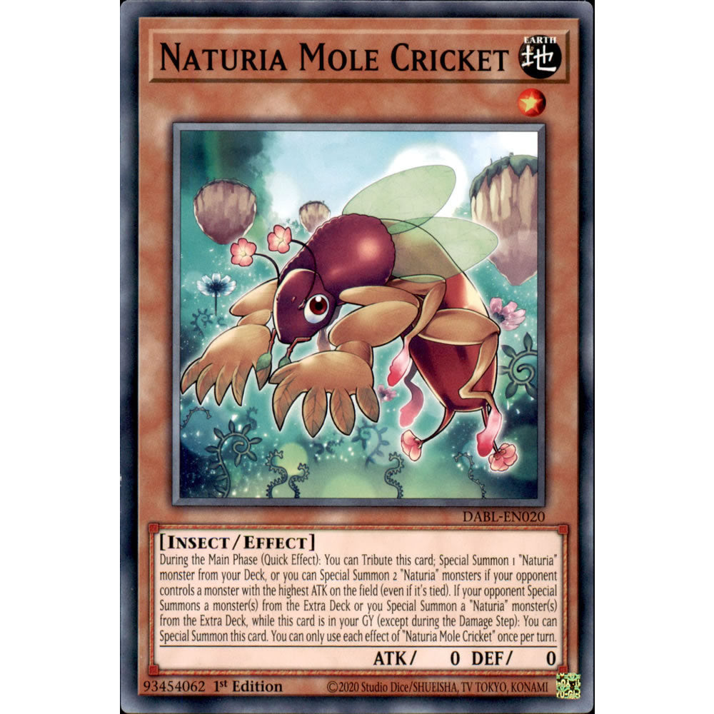 Naturia Mole Cricket DABL-EN020 Yu-Gi-Oh! Card from the Darkwing Blast Set