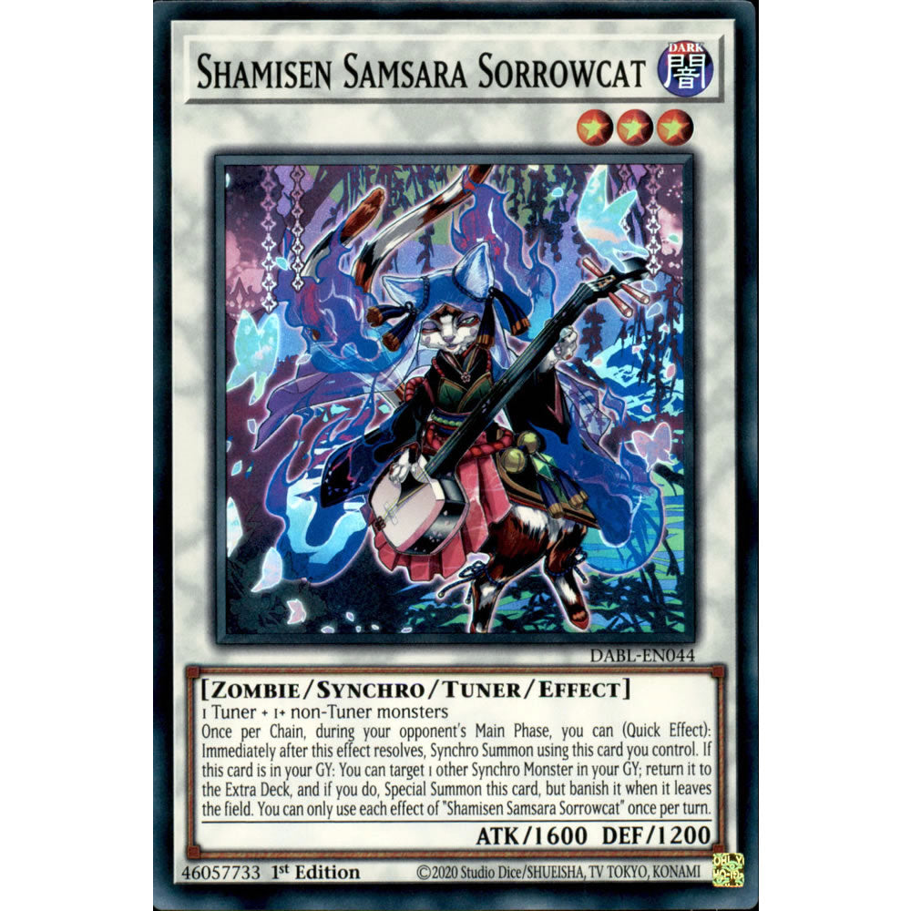Shamisen Samsara Sorrowcat DABL-EN044 Yu-Gi-Oh! Card from the Darkwing Blast Set