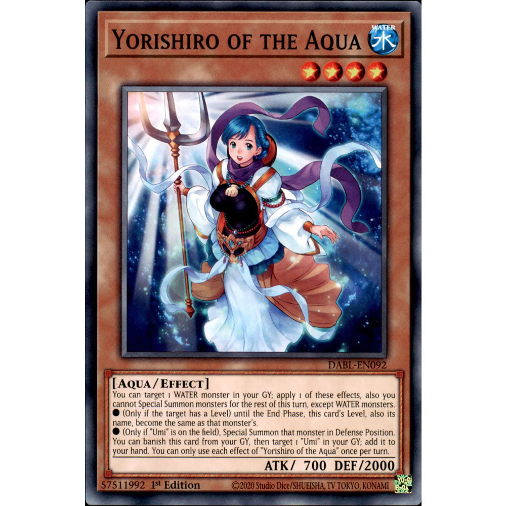 Yorishiro of the Aqua DABL-EN092 Yu-Gi-Oh! Card from the Darkwing Blast Set