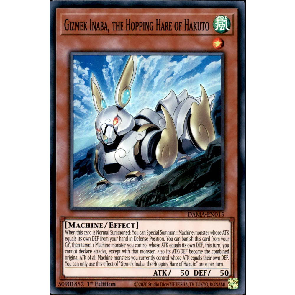 Gizmek Inaba, the Hopping Hare of Hakuto DAMA-EN015 Yu-Gi-Oh! Card from the Dawn of Majesty Set