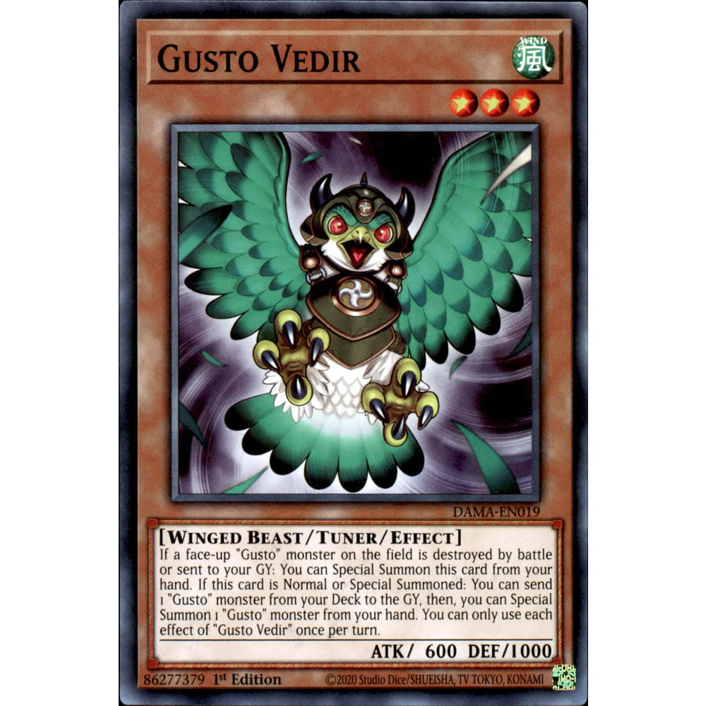 Gusto Vedir DAMA-EN019 Yu-Gi-Oh! Card from the Dawn of Majesty Set