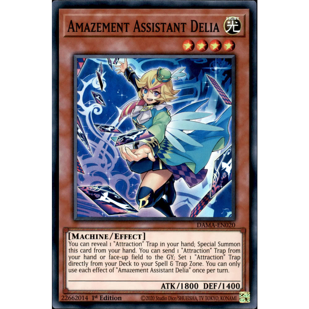 Amazement Assistant Delia DAMA-EN020 Yu-Gi-Oh! Card from the Dawn of Majesty Set
