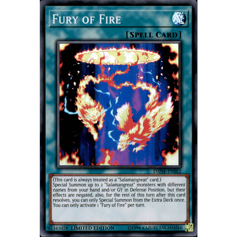 Fury of Fire DANE-ENSE2 Yu-Gi-Oh! Card from the Dark Neostorm Special Edition Set