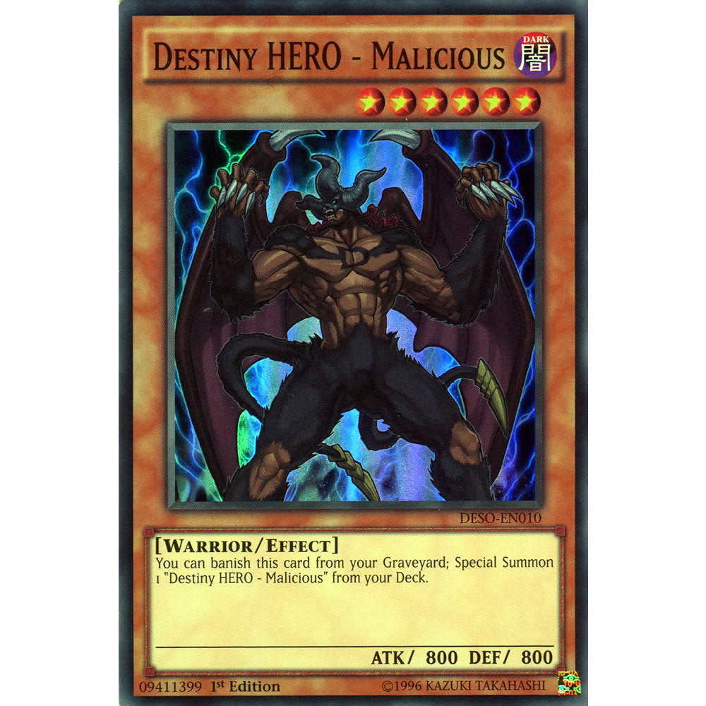Destiny HERO - Malicious DESO-EN010 Yu-Gi-Oh! Card from the Destiny Soldiers Set