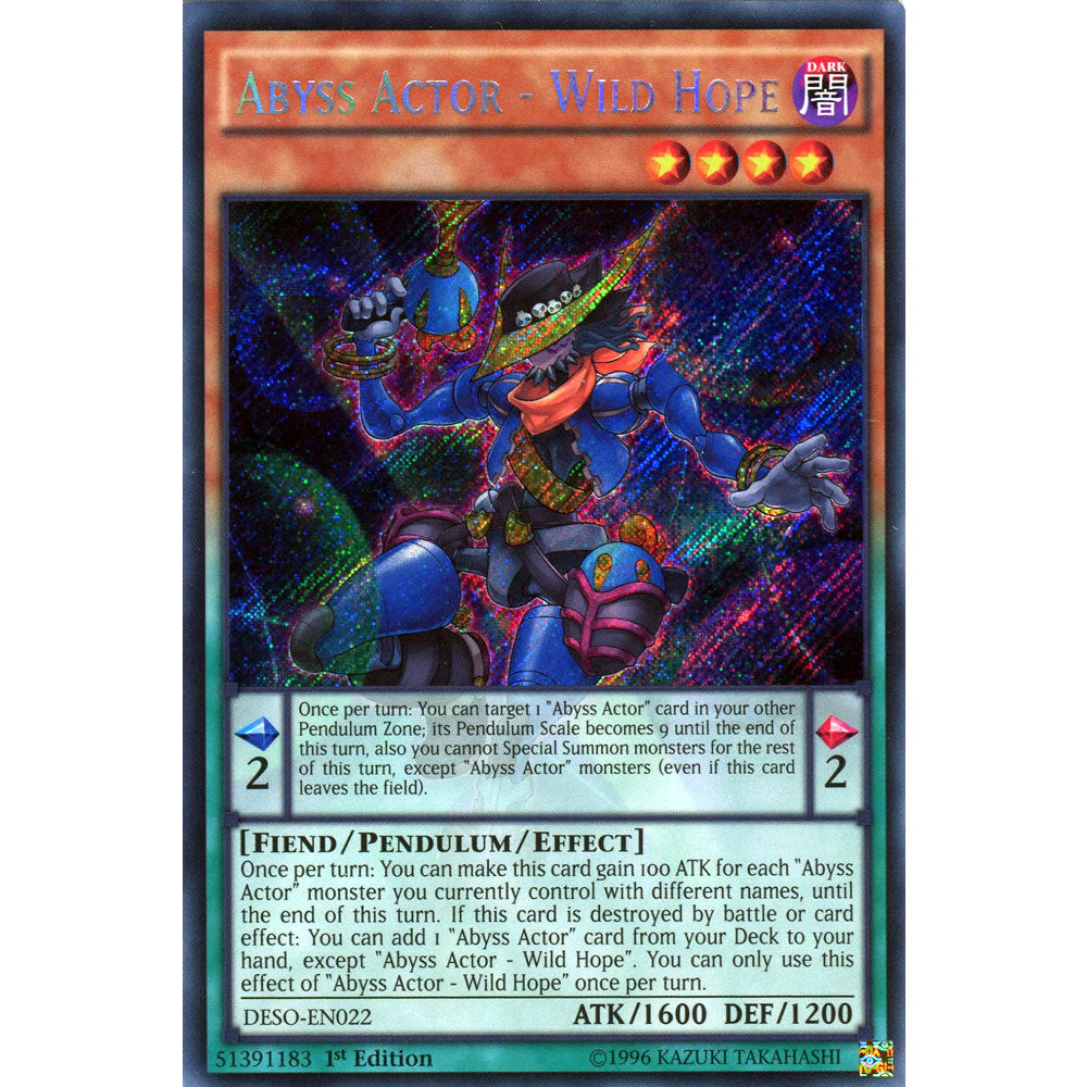Abyss Actor - Wild Hope DESO-EN022 Yu-Gi-Oh! Card from the Destiny Soldiers Set