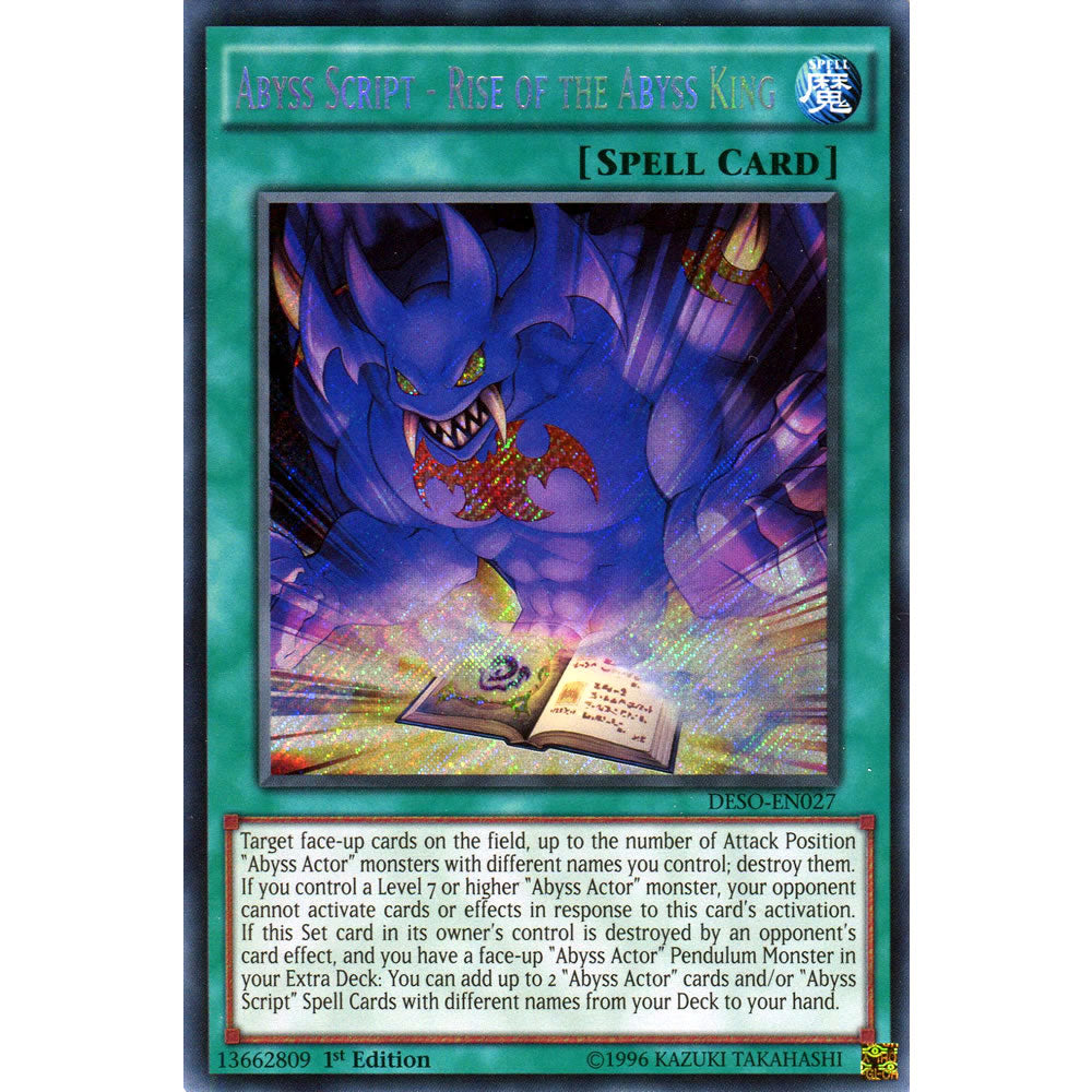 Abyss Script - Rise of the Abyss King DESO-EN027 Yu-Gi-Oh! Card from the Destiny Soldiers Set