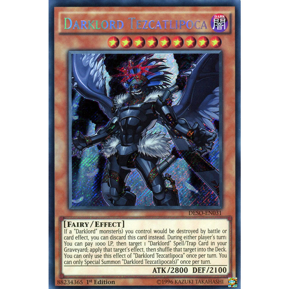 Darklord Tezcatlipoca DESO-EN031 Yu-Gi-Oh! Card from the Destiny Soldiers Set