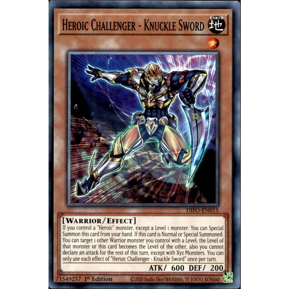 Heroic Challenger - Knuckle Sword DIFO-EN015 Yu-Gi-Oh! Card from the Dimension Force Set