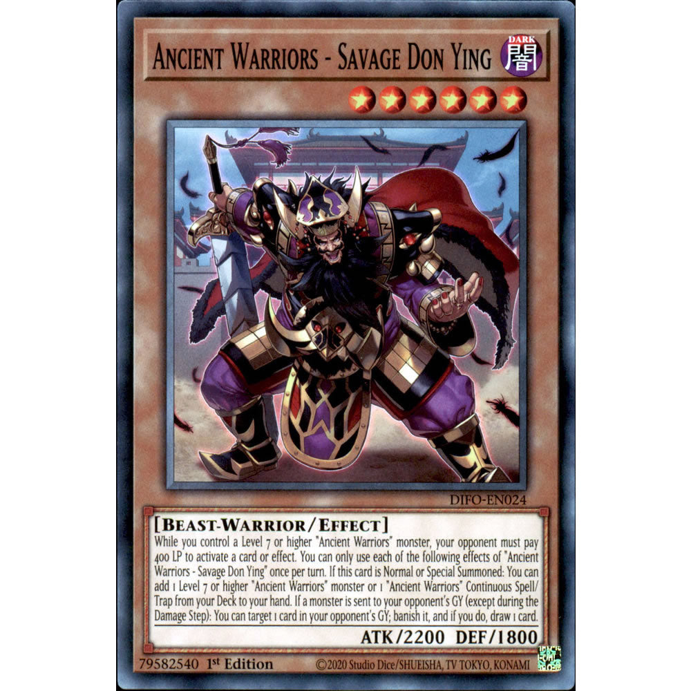 Ancient Warriors - Savage Don Ying DIFO-EN024 Yu-Gi-Oh! Card from the Dimension Force Set