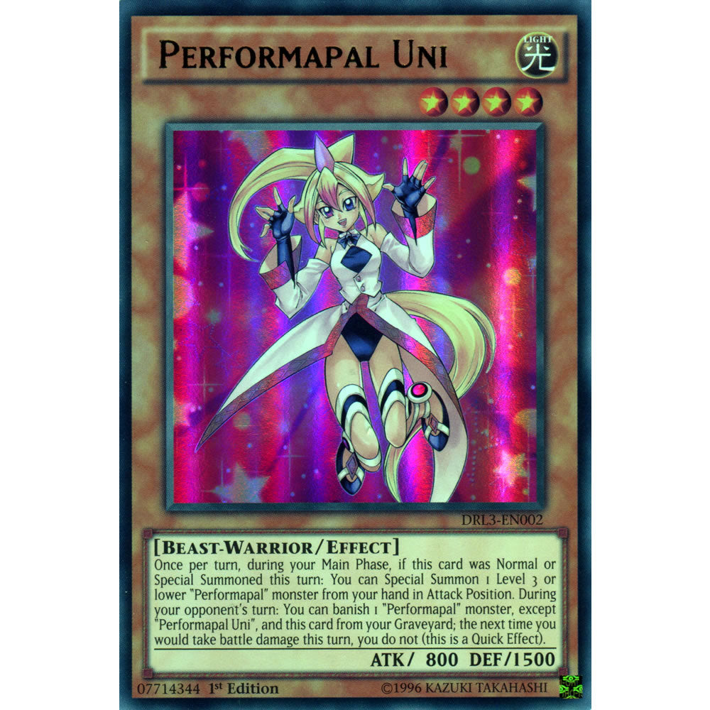 Performapal Uni DRL3-EN002 Yu-Gi-Oh! Card from the Dragons of Legend Unleashed Set