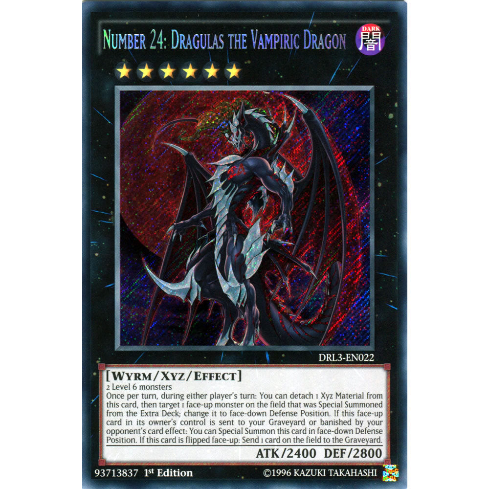 Number 24: Dragulas the Vampiric Dragon DRL3-EN022 Yu-Gi-Oh! Card from the Dragons of Legend Unleashed Set