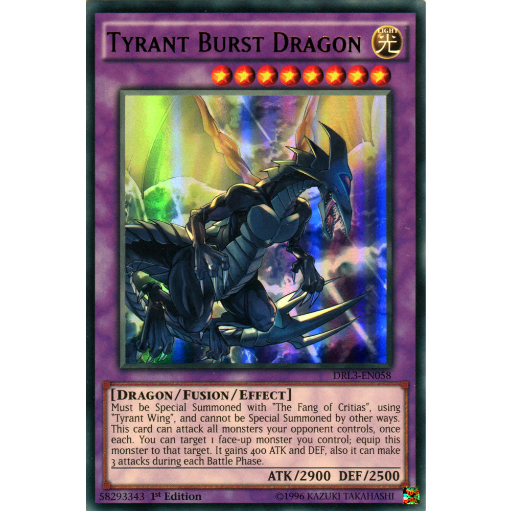 Tyrant Burst Dragon DRL3-EN058 Yu-Gi-Oh! Card from the Dragons of Legend Unleashed Set