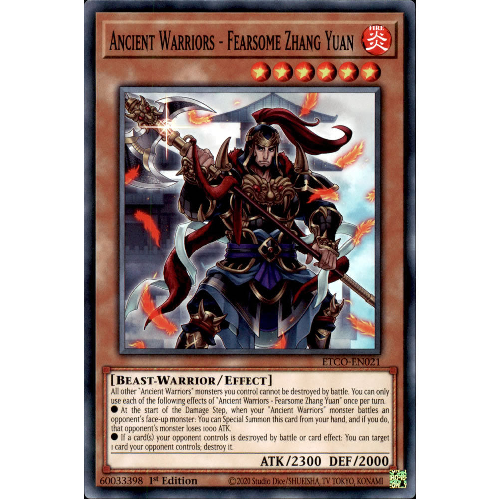 Ancient Warriors - Fearsome Zhang Yuan ETCO-EN021 Yu-Gi-Oh! Card from the Eternity Code Set