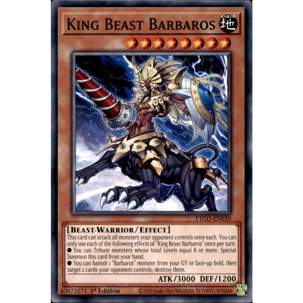 King Beast Barbaros ETCO-EN030 Yu-Gi-Oh! Card from the Eternity Code Set