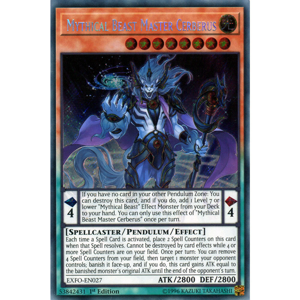 Mythical Beast Master Cerberus EXFO-EN027 Yu-Gi-Oh! Card from the Extreme Force Set