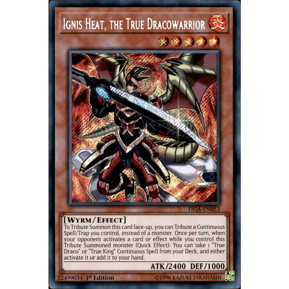 Ignis Heat, the True Dracowarrior FIGA-EN053 Yu-Gi-Oh! Card from the Fists of the Gadgets Set