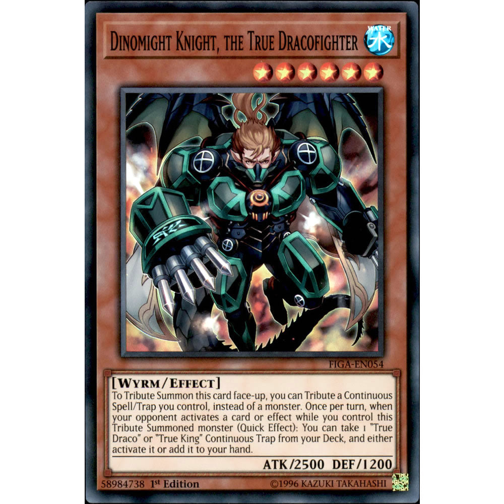 Dinomight Knight, the True Dracofighter FIGA-EN054 Yu-Gi-Oh! Card from the Fists of the Gadgets Set