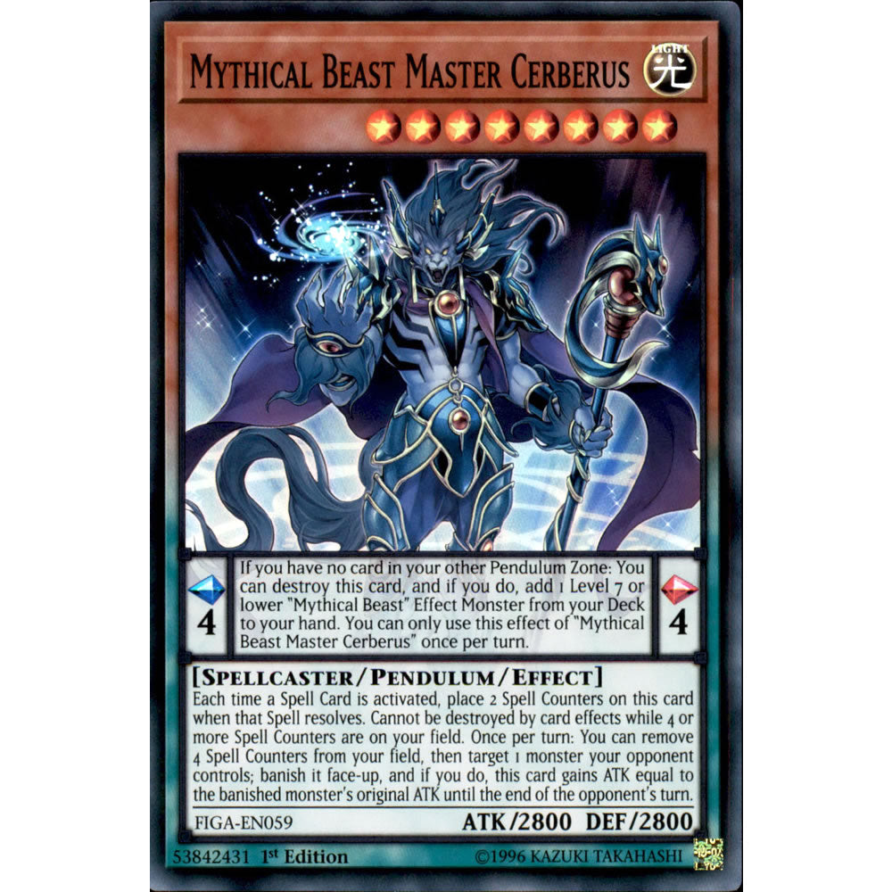 Mythical Beast Master Cerberus FIGA-EN059 Yu-Gi-Oh! Card from the Fists of the Gadgets Set
